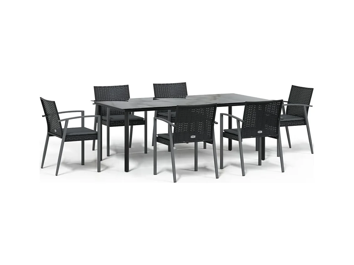 Ephrata  Ensemble à manger de jardin 7 pcs coussins résine tressée acier