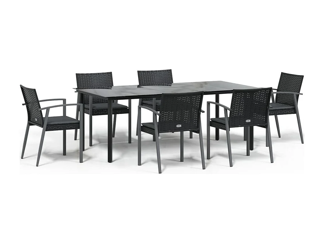 Ephrata  Ensemble à manger de jardin 7 pcs coussins résine tressée acier