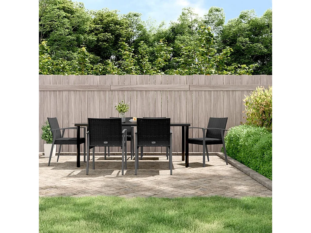 Ephrata  Ensemble à manger de jardin 7 pcs coussins résine tressée acier