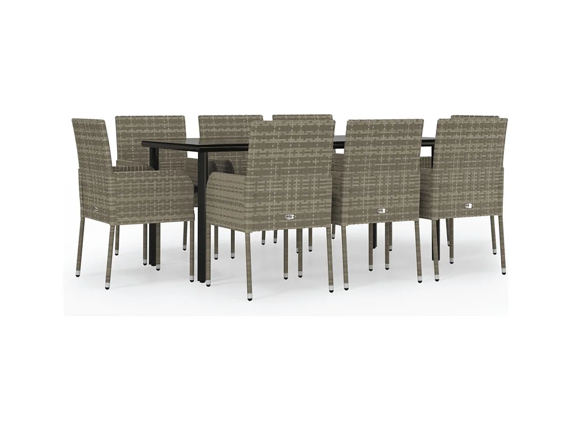 Zyldr  9-delige Tuinset met kussens poly rattan zwart en grijs