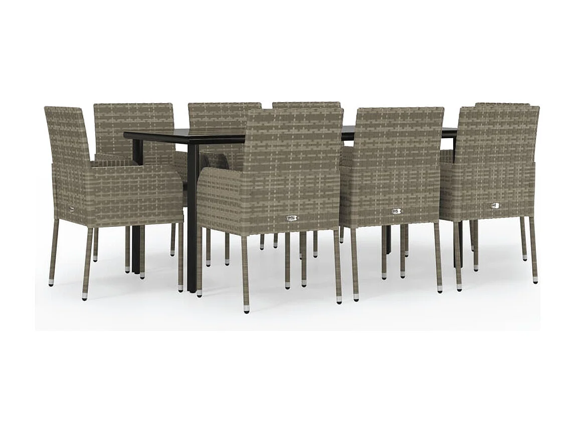 Zyldr  9-delige Tuinset met kussens poly rattan zwart en grijs