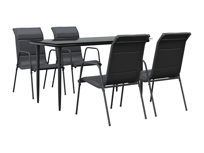 Årslev  Juego de comedor para jardín 5 piezas acero y textilene negro