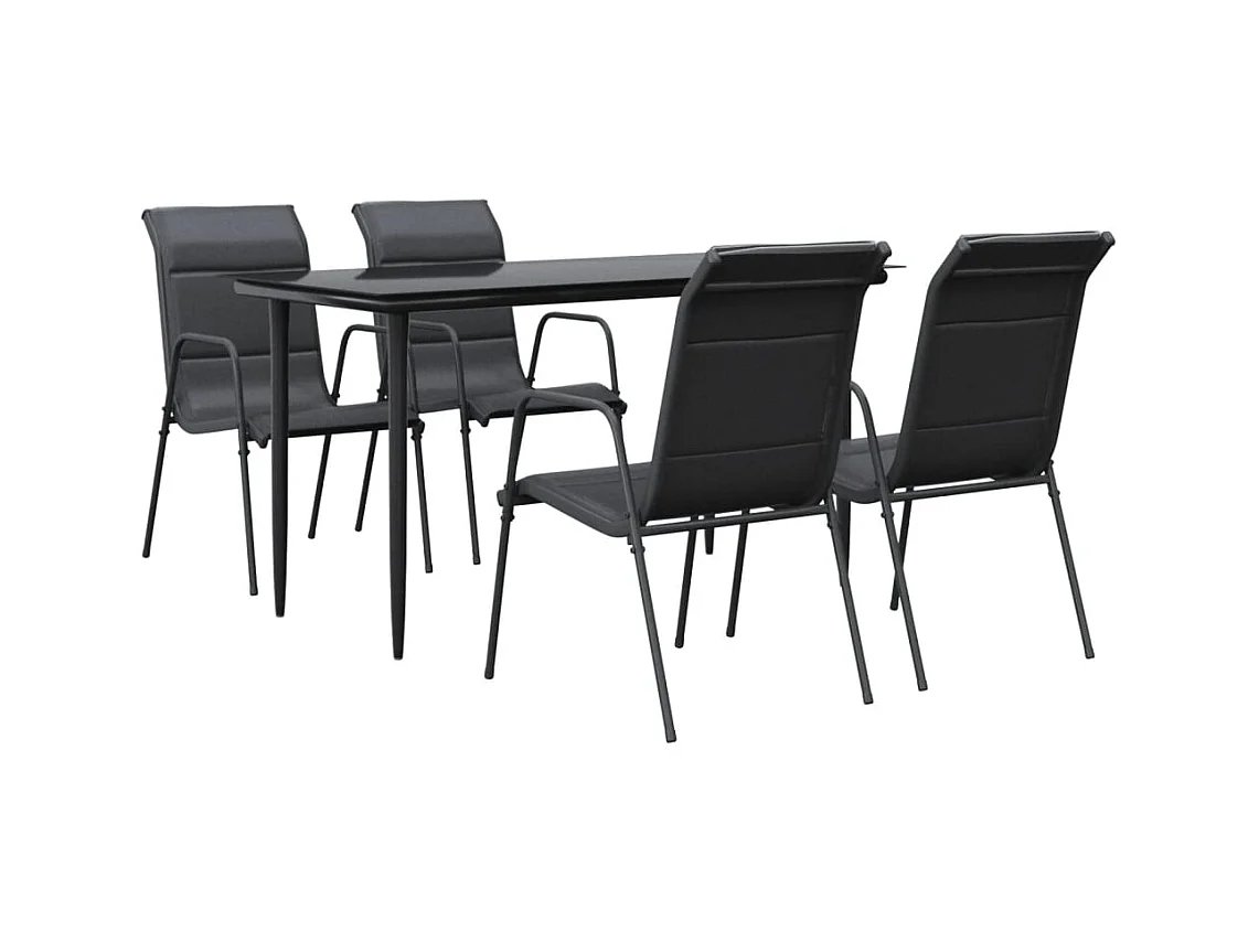 Årslev  Juego de comedor para jardín 5 piezas acero y textilene negro