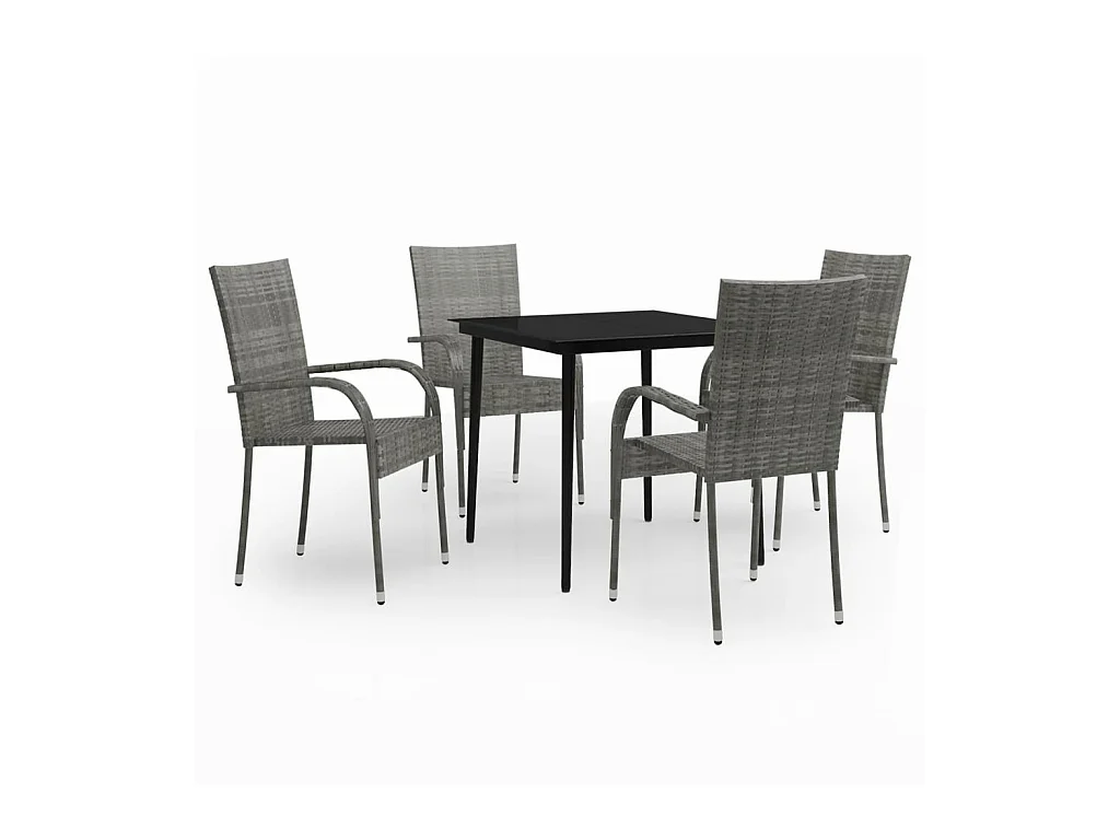 Boiling Springs  Ensemble à manger de jardin 5 pcs Gris et noir