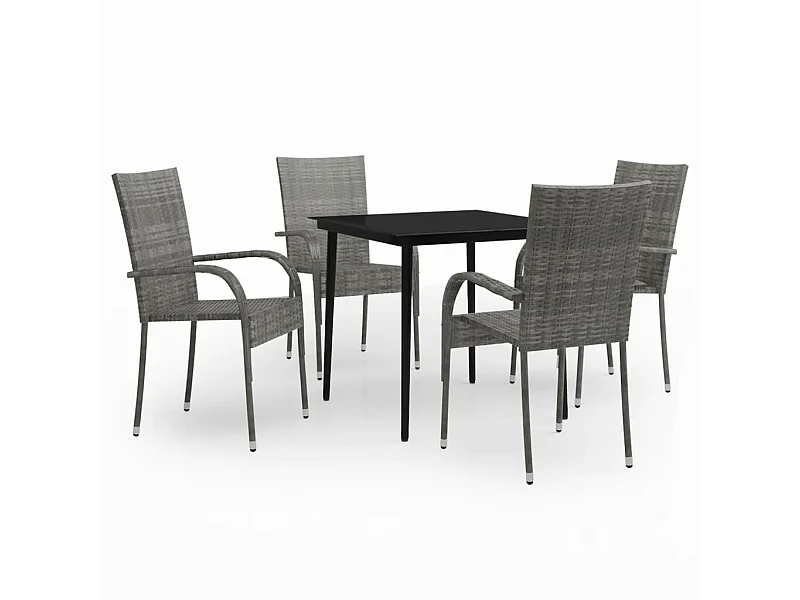 Boiling Springs  Ensemble à manger de jardin 5 pcs Gris et noir