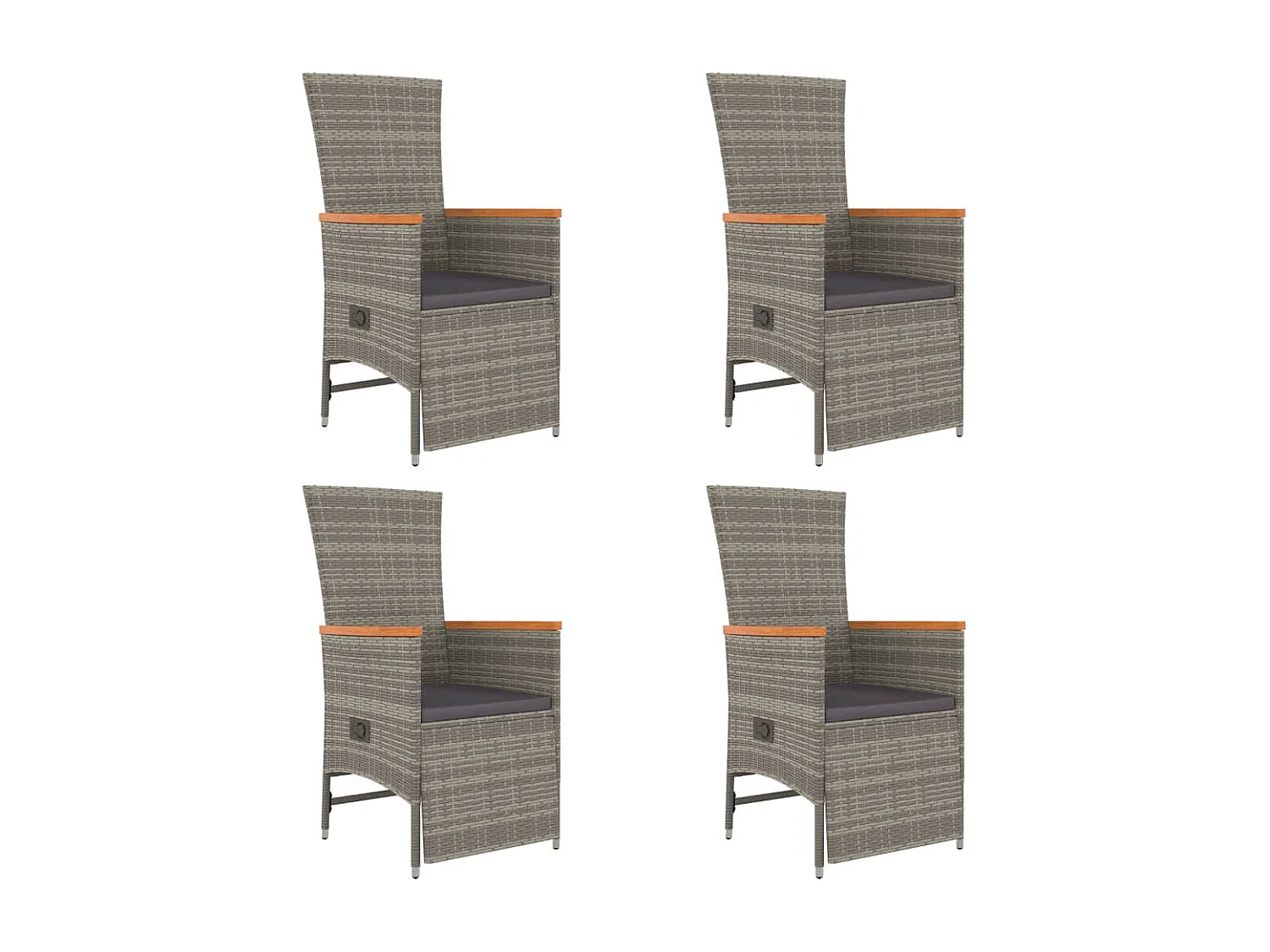 Valentin  Ensemble à manger de jardin 5 pcs coussins gris résine tressée