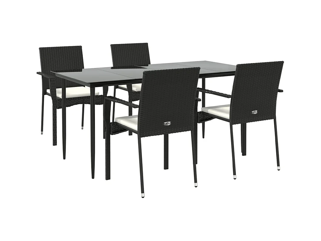 Albert  Ensemble à manger de jardin coussins 5pcs Noir Résine tressée
