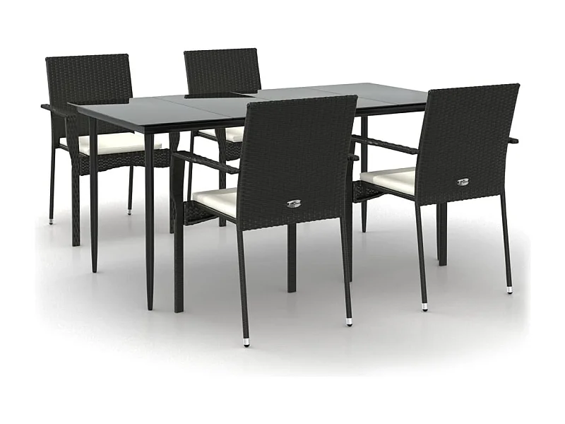 Albert  5-delige Tuinset met kussens poly rattan zwart