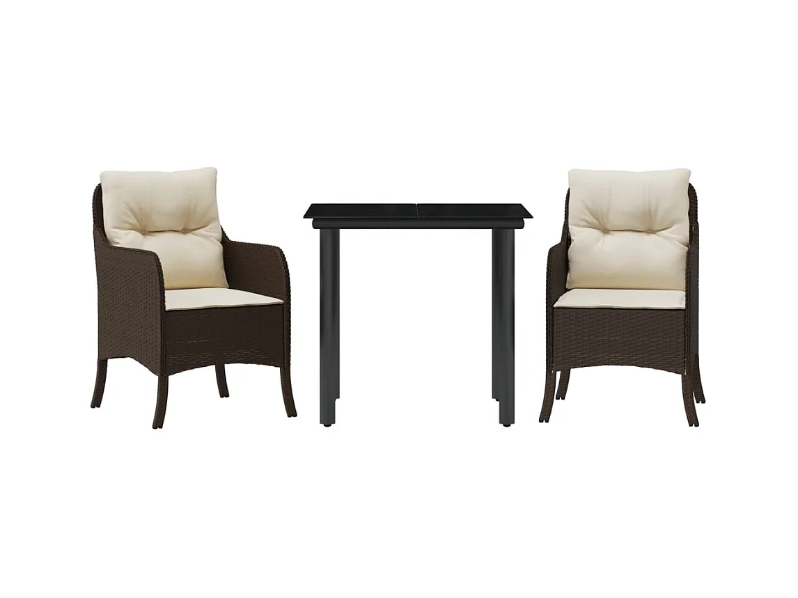 Rini  3-delige Tuinset met kussens poly rattan bruin