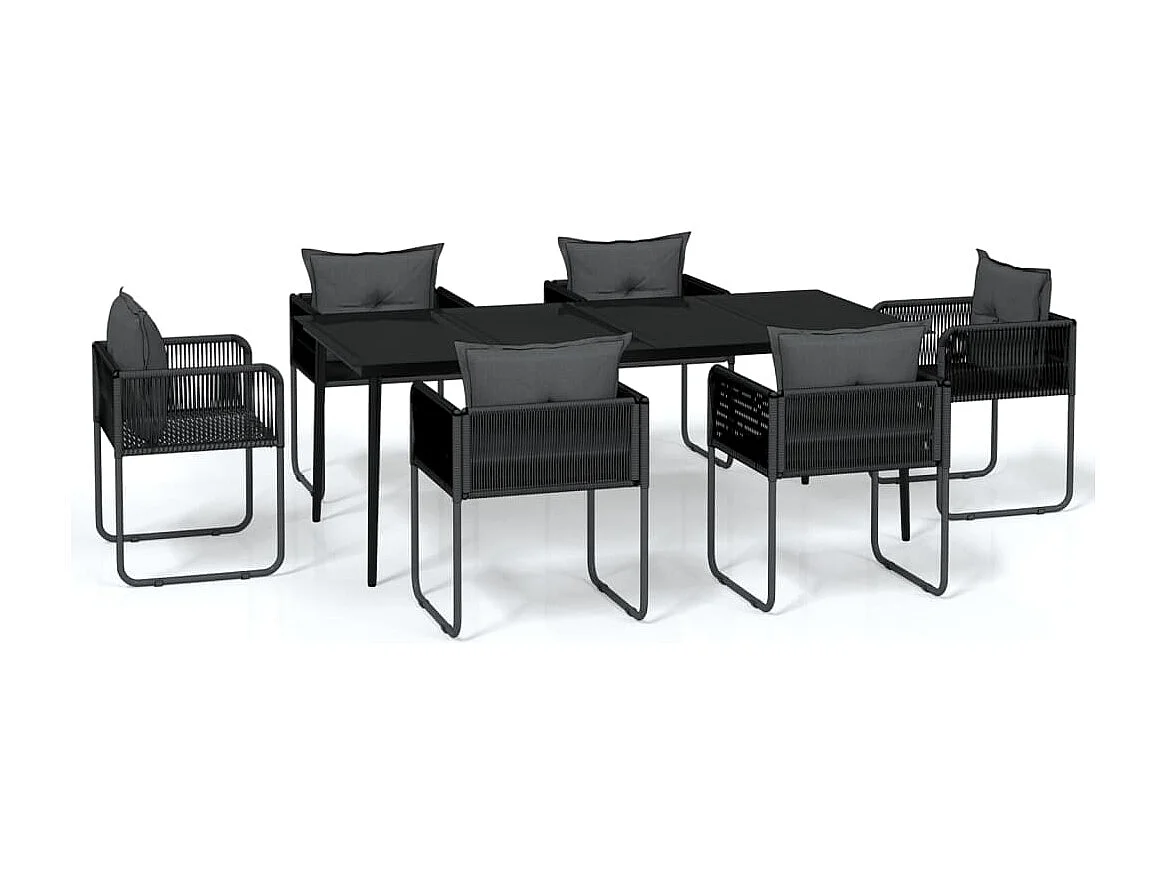 Azzedine  Ensemble à manger de jardin 7 pcs Noir