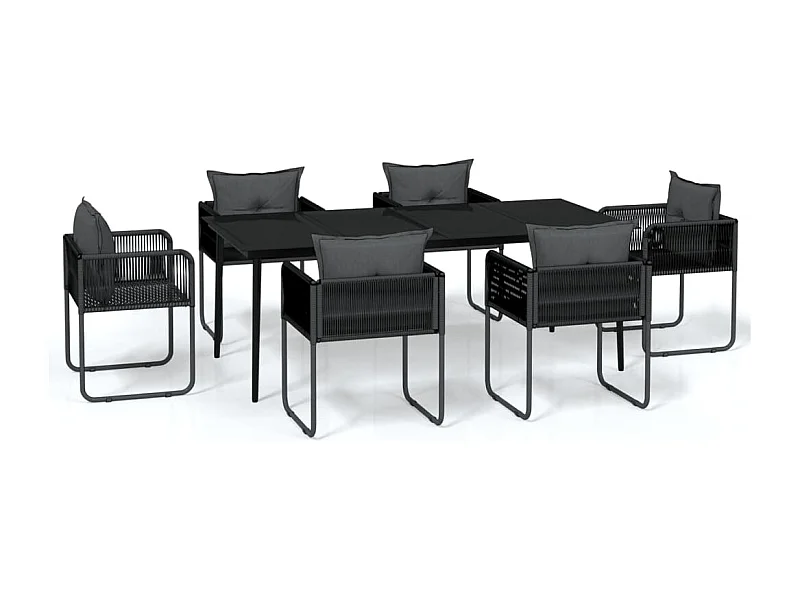 Azzedine  Juego de comedor para jardín 7 piezas negro