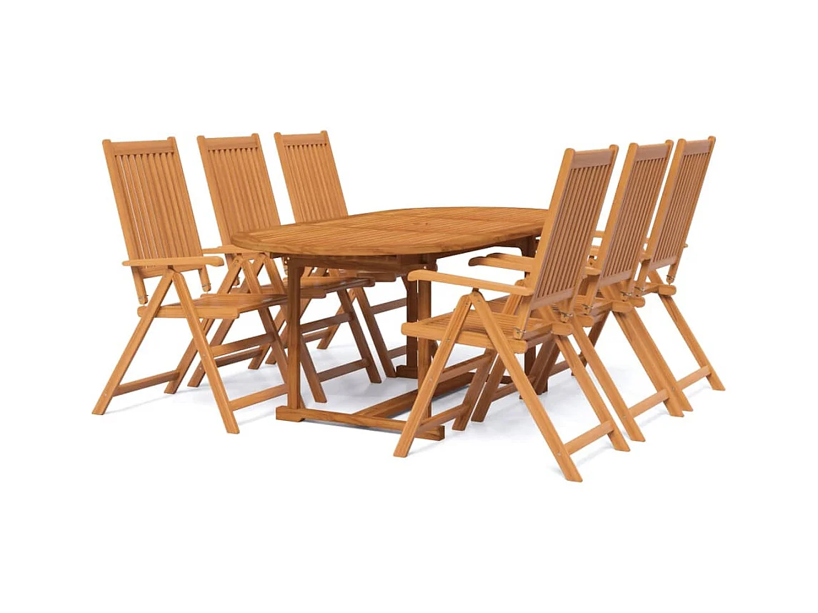 Sterre  Juego de comedor para jardín 7 piezas madera maciza de acacia