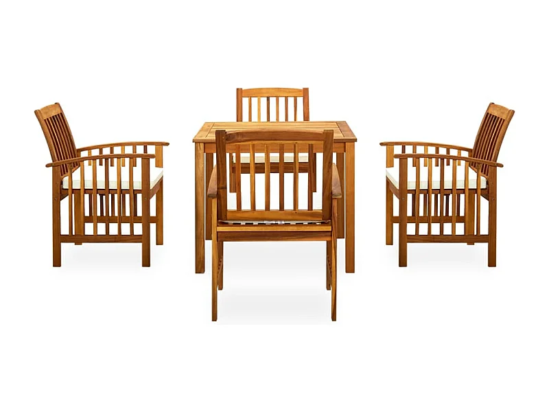 Skovil  Set comedor de jardín 5 pzas y cojines madera maciza de acacia