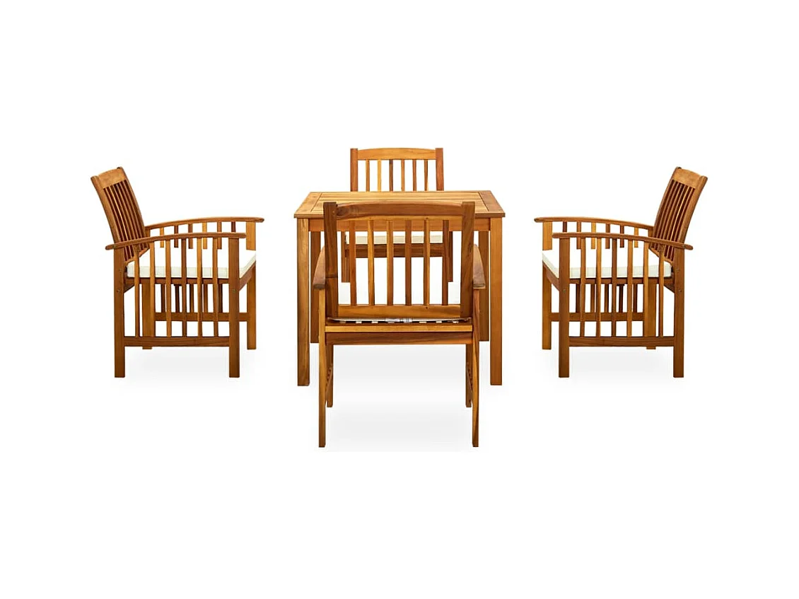 Skovil  Ensemble à manger de jardin 5 pcs avec coussins Acacia solide