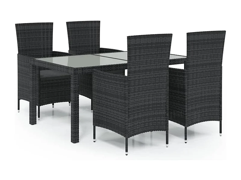 Ewald  Ensemble à manger d'extérieur 5pcs avec coussins Résine tressée