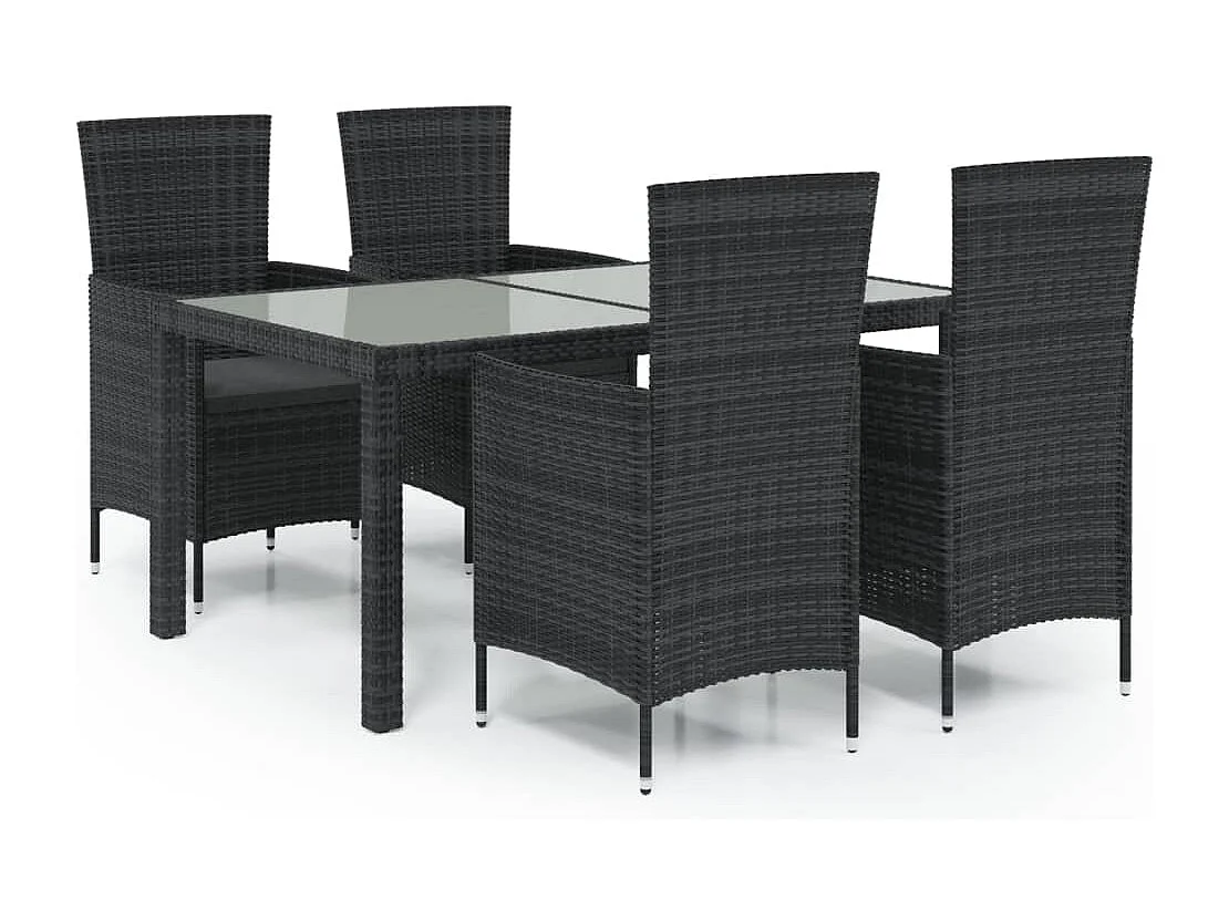 Ewald  Ensemble à manger d'extérieur 5pcs avec coussins Résine tressée