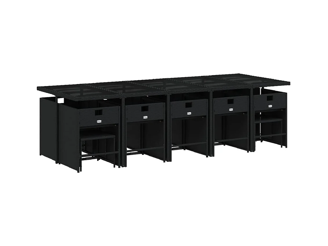 Enfield  Ensemble à manger de jardin 15 pcs coussins noir résine tressée