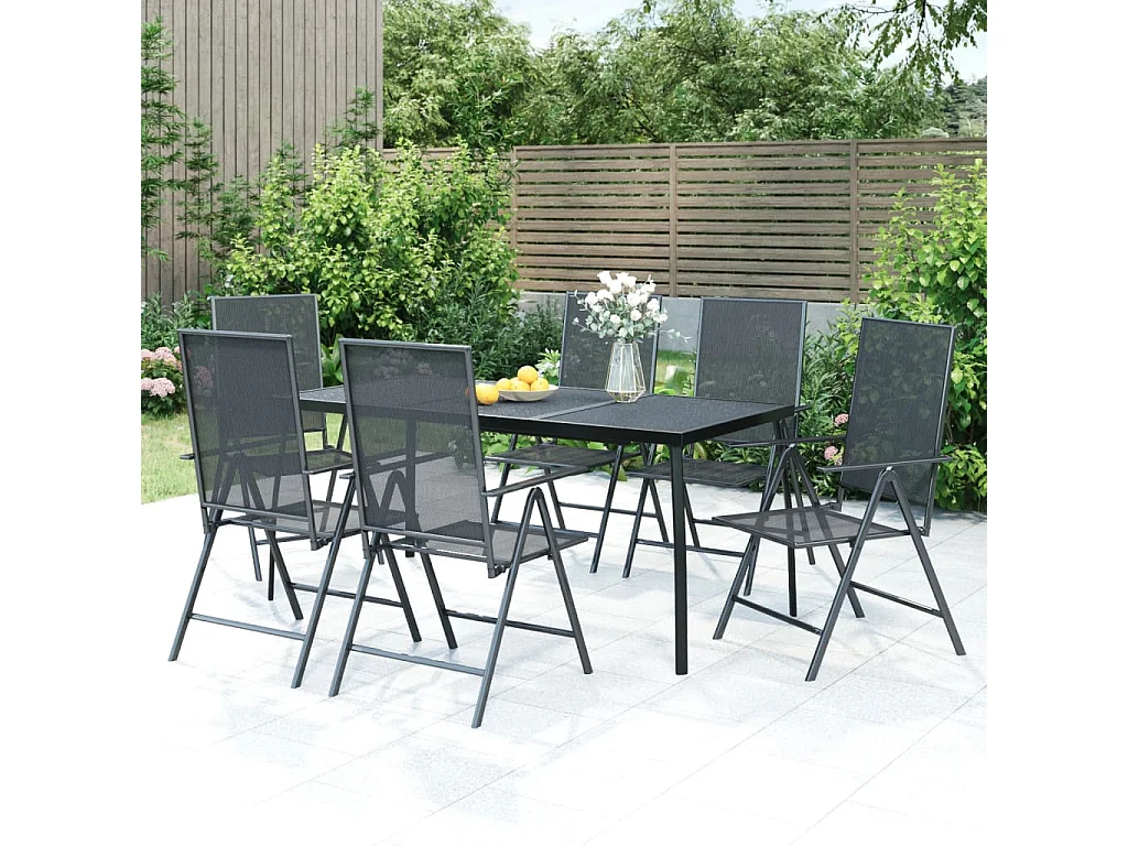 Terina  Ensemble à manger de jardin 7 pcs anthracite acier
