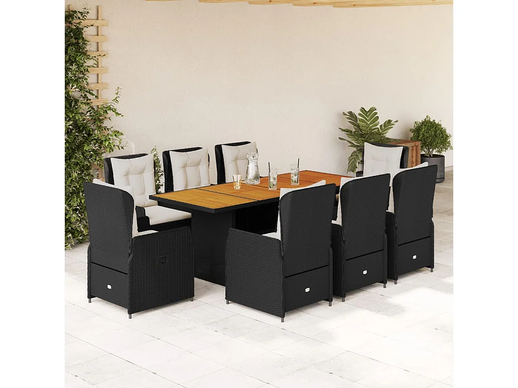 Zion  9-delige Tuinset poly rattan zwart