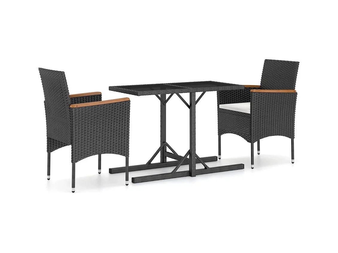 Michelle  Ensemble à manger de jardin 3 pcs Noir