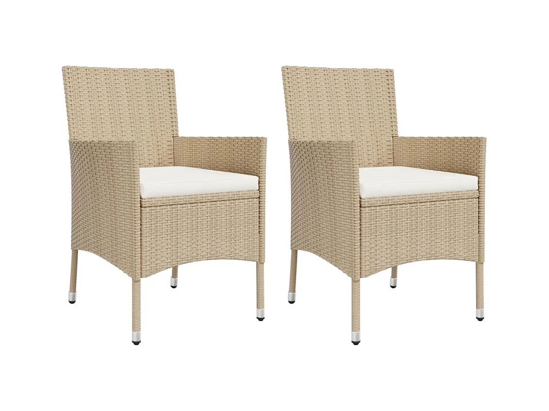 Vordingborg  Ensemble à manger de jardin et coussins 3 pcs Beige poly rotin