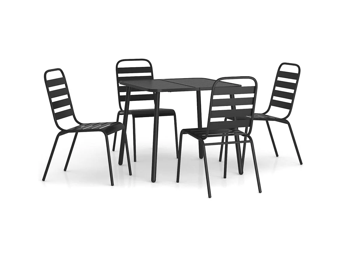 Adrien-Claude  Ensemble à manger de jardin 5 pcs anthracite acier