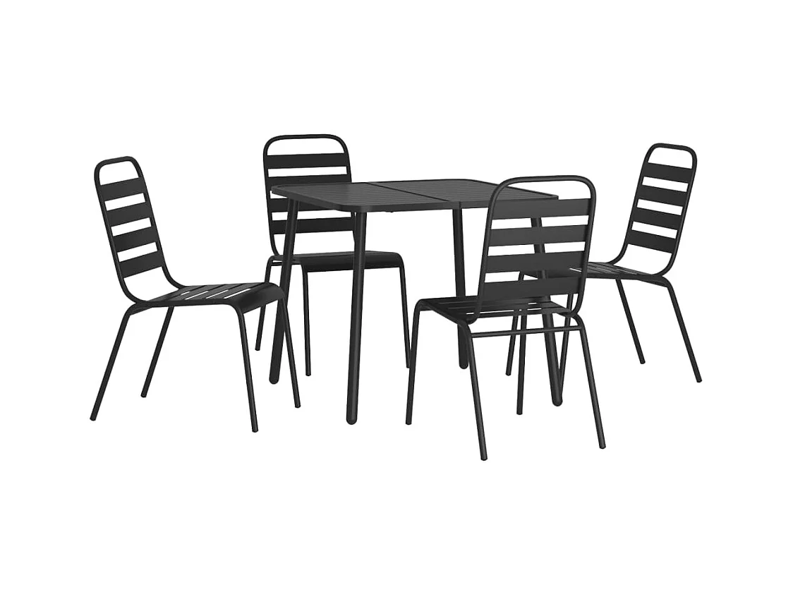 Adrien-Claude  Ensemble à manger de jardin 5 pcs anthracite acier