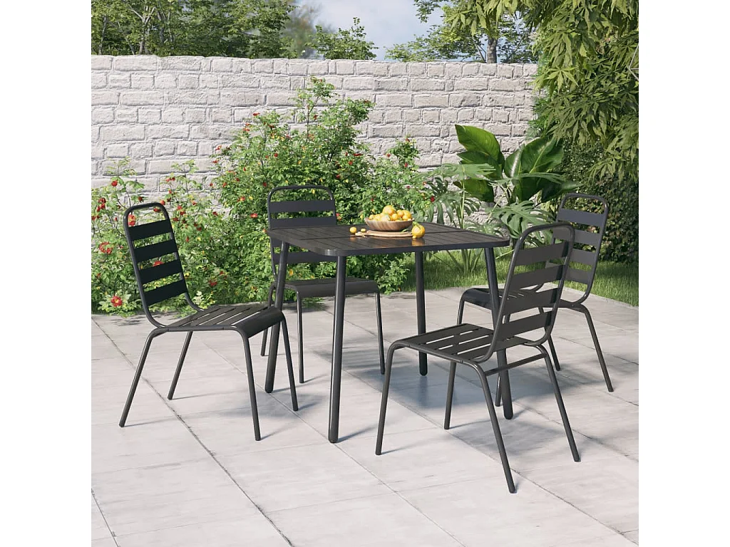 Adrien-Claude  Ensemble à manger de jardin 5 pcs anthracite acier