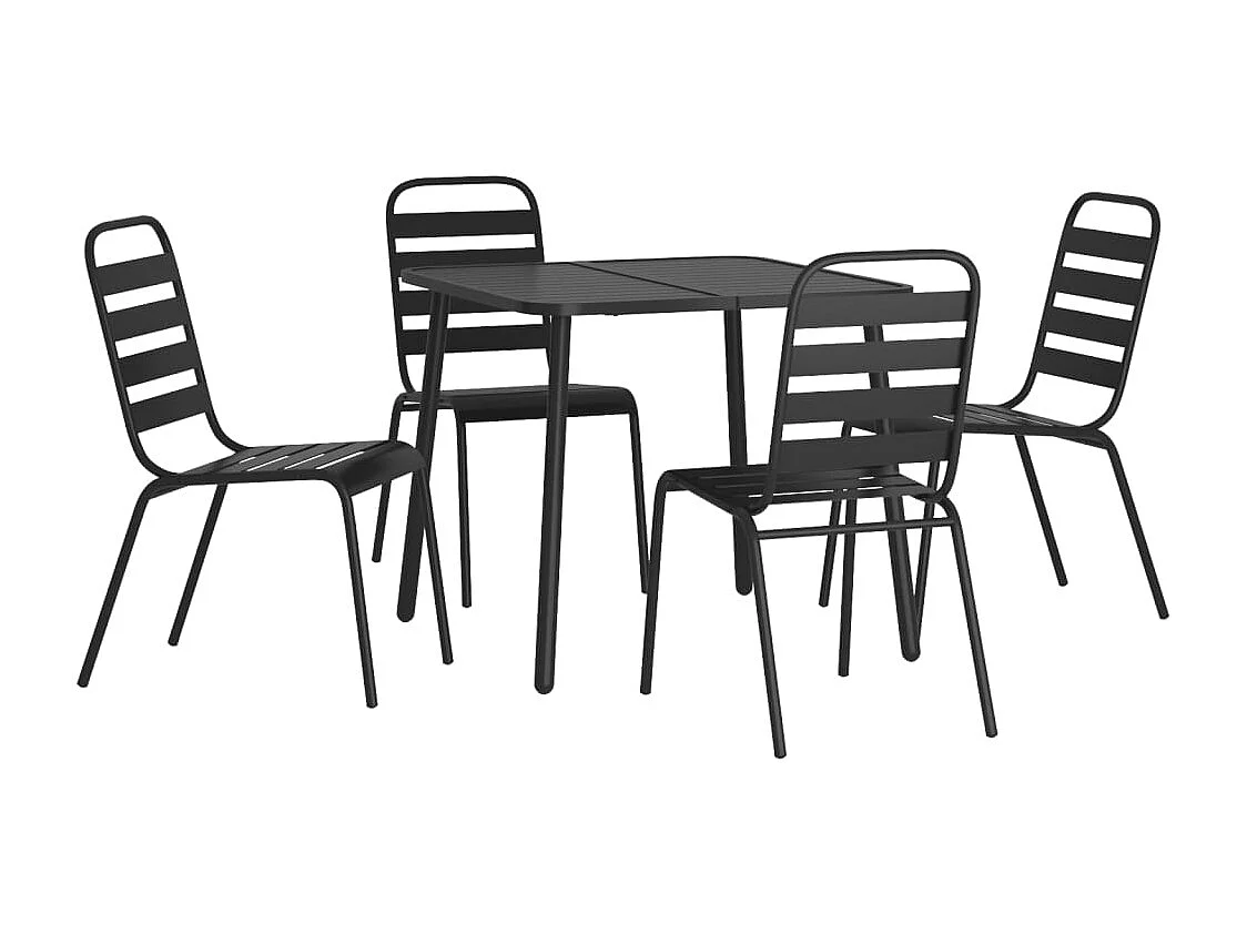 Adrien-Claude  Ensemble à manger de jardin 5 pcs anthracite acier