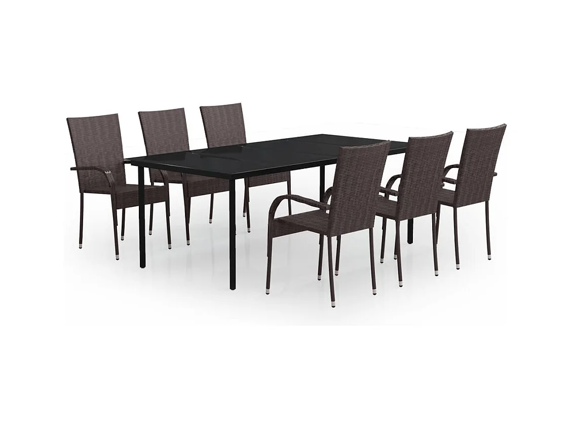 Stoughton  7-delige Tuinset bruin en zwart