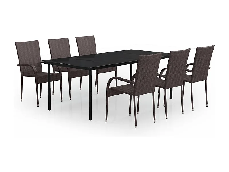 Stoughton  Ensemble à manger de jardin 7 pcs Marron et noir
