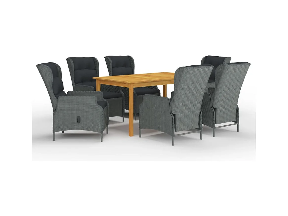 Rémi  Ensemble à manger de jardin 7 pcs Gris clair