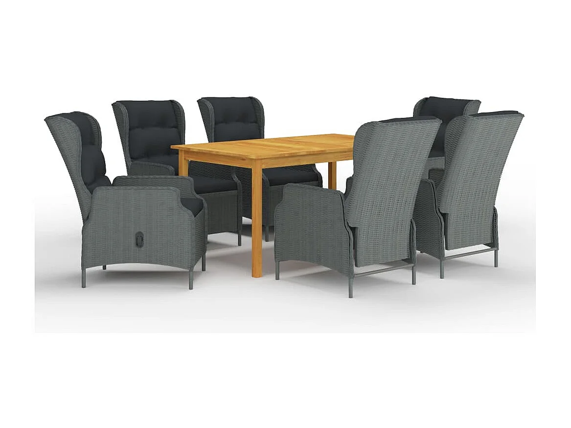 Rémi  Ensemble à manger de jardin 7 pcs Gris clair