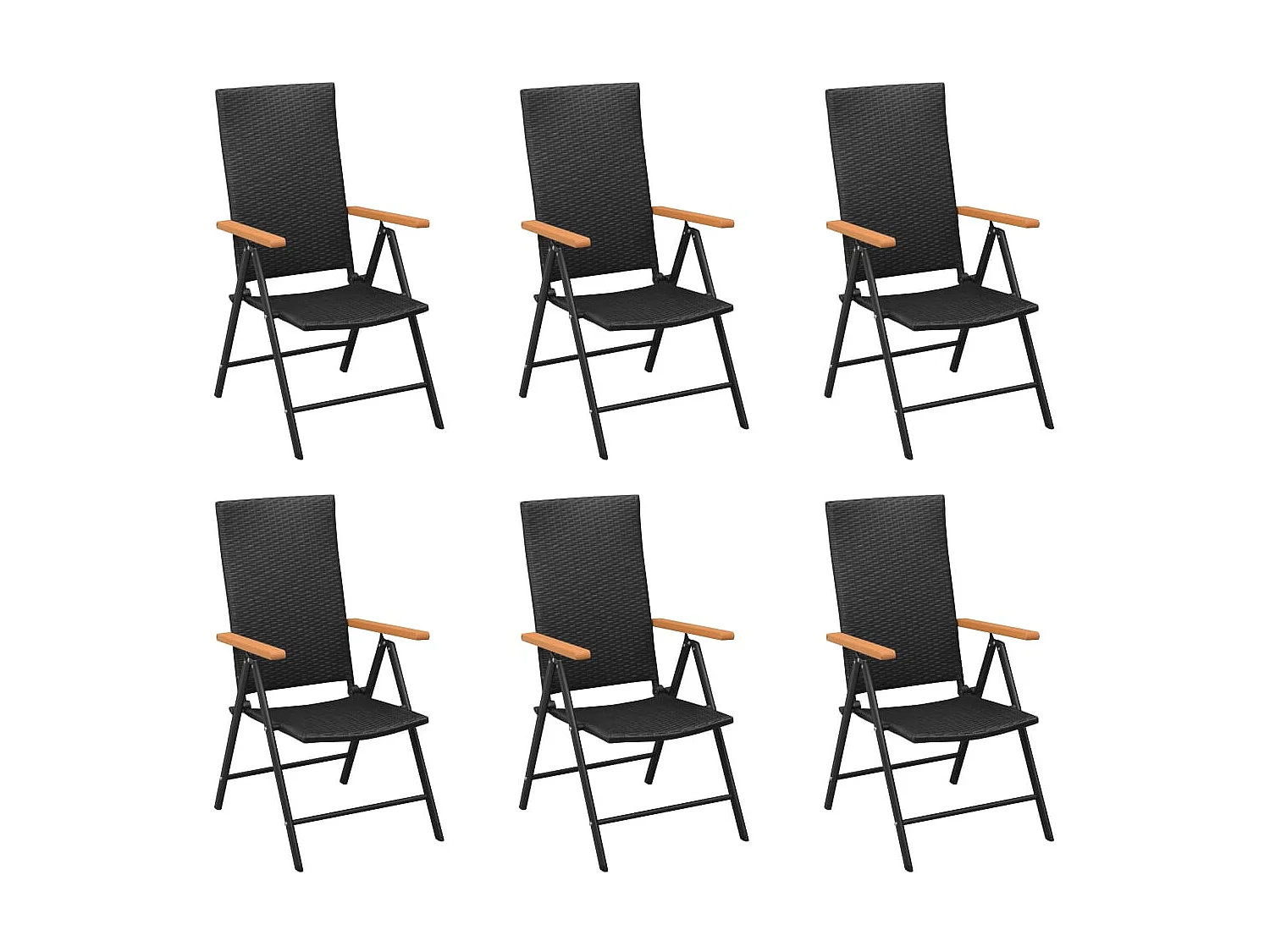 Garden Furniture -  Ensemble à manger de jardin 7 pcs noir et marron