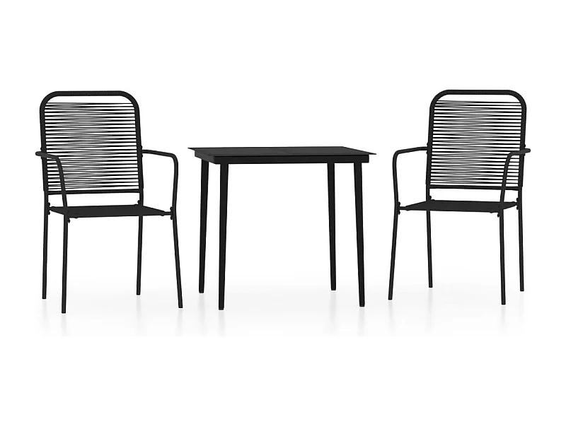 Georgia Ann  Ensemble à manger de jardin 3 pcs Noir