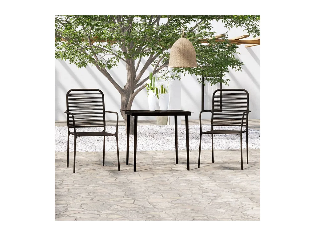 Georgia Ann  Ensemble à manger de jardin 3 pcs Noir