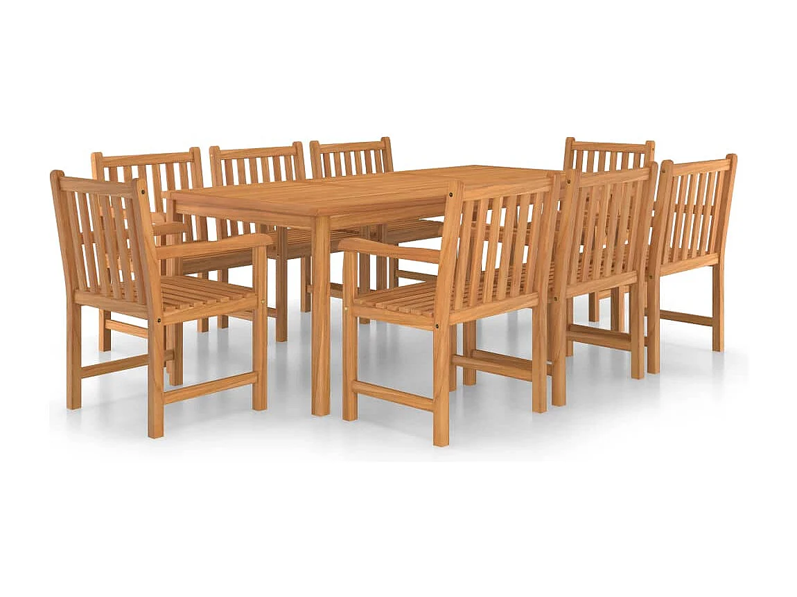 Kemale  9-delige tuinset 200x100 cm massief teakhout