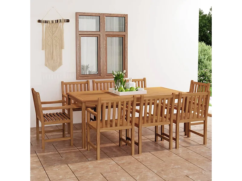 Kemale  9-delige tuinset 200x100 cm massief teakhout