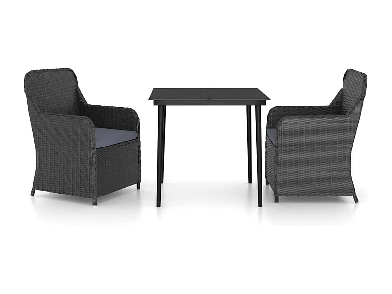 Cosima  Ensemble à manger de jardin avec coussins 3 pcs noir