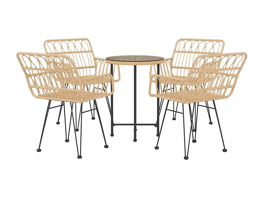 Ian Lucas  Ensemble à manger de jardin 5pcs Résine tressée