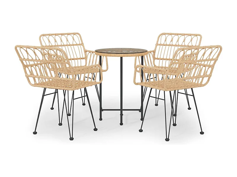 Ian Lucas  Ensemble à manger de jardin 5pcs Résine tressée