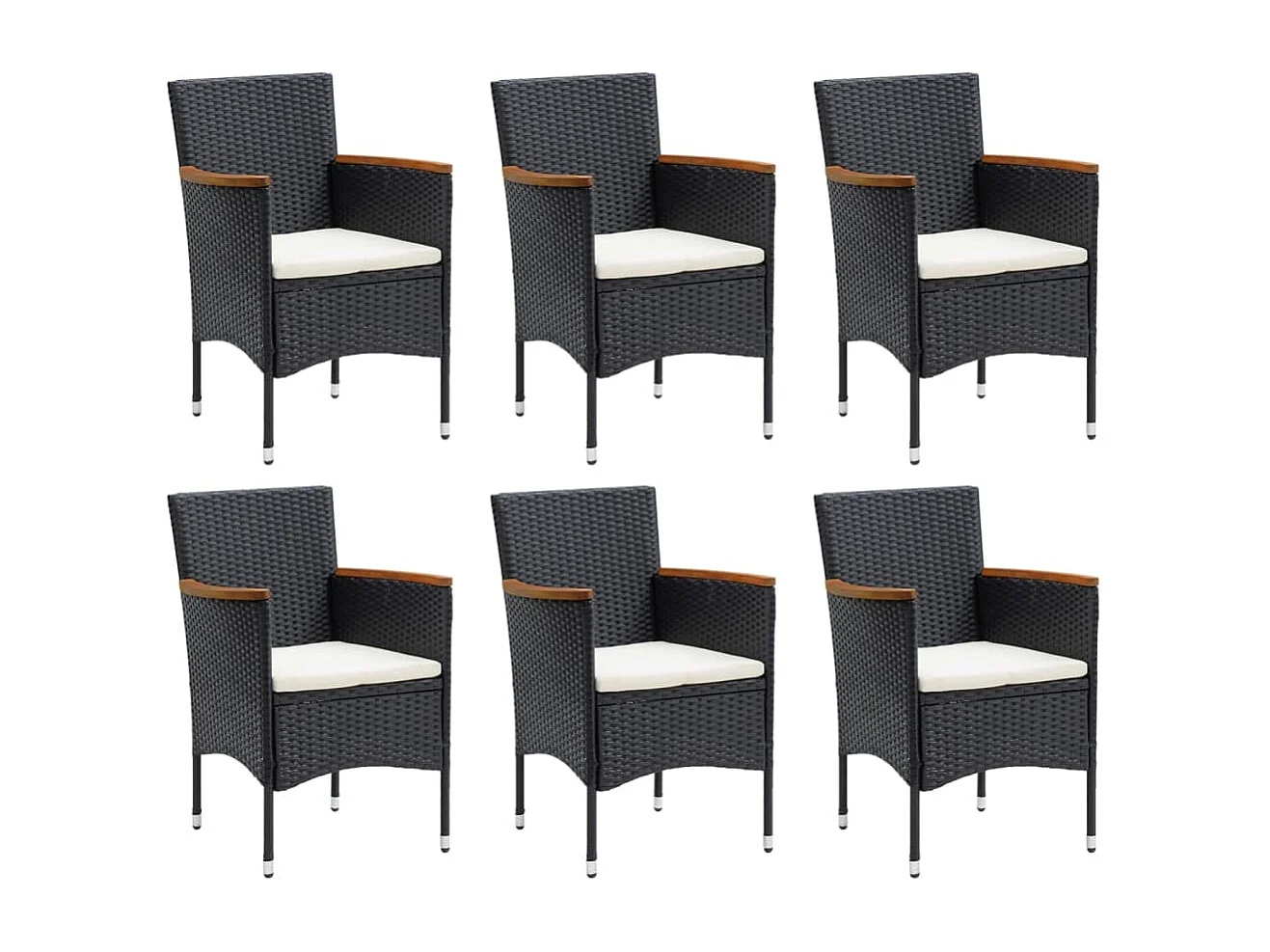 Wausau  Ensemble à manger de jardin coussins 7pcs Résine tressée Noir