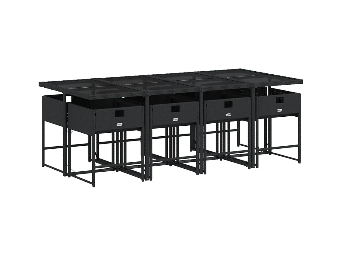 Sener  9-delige Tuinset poly rattan zwart