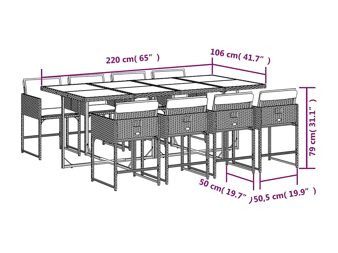 Sener  9-delige Tuinset poly rattan zwart