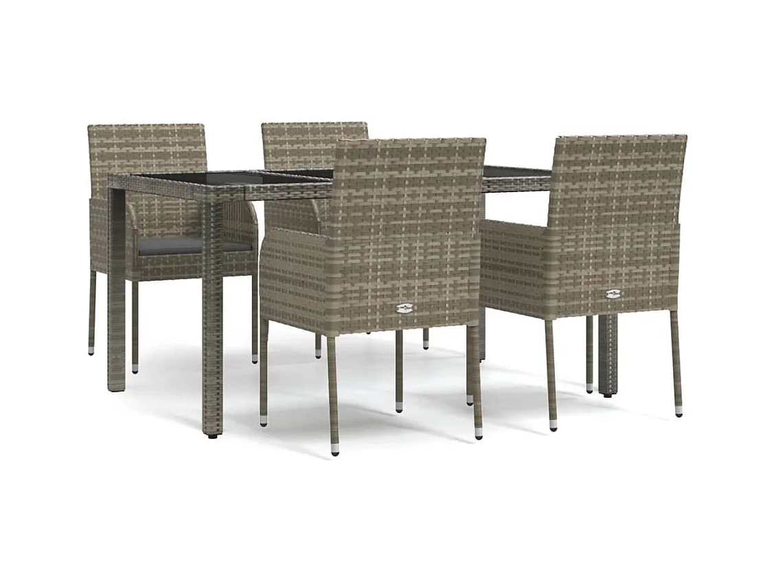 Cotati  Ensemble à manger de jardin 5 pcs coussins gris résine tressée