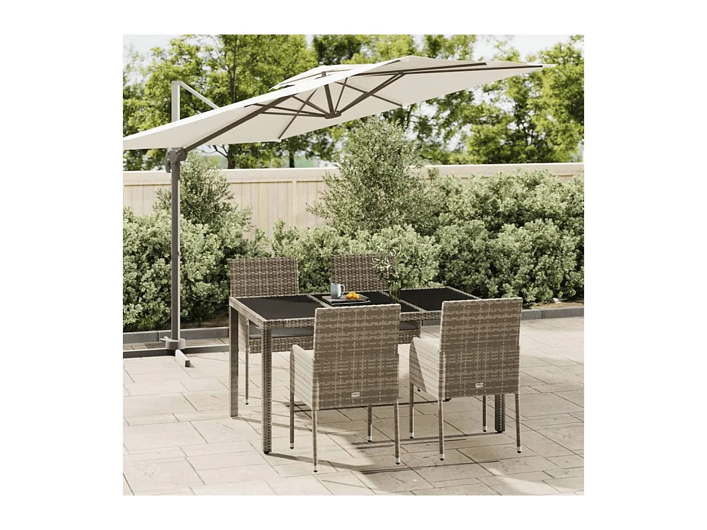 Cotati  Ensemble à manger de jardin 5 pcs coussins gris résine tressée