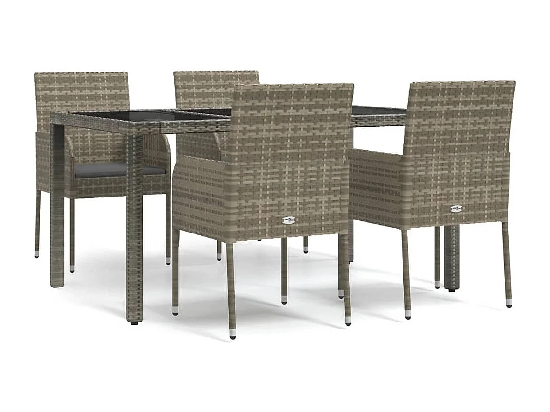 Cotati  5-delige Tuinset met kussens poly rattan grijs