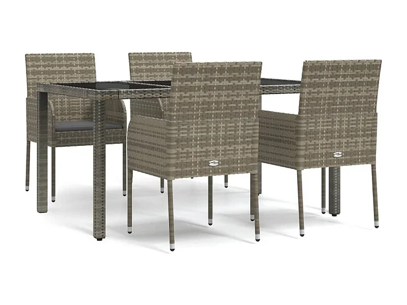 Cotati  5-delige Tuinset met kussens poly rattan grijs