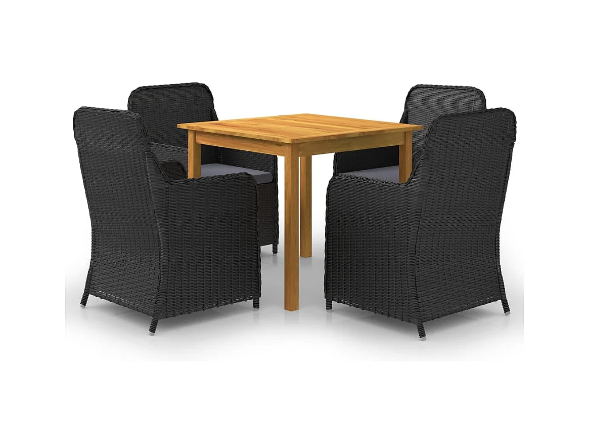 Hylan  Ensemble à manger de jardin 5 pcs Noir