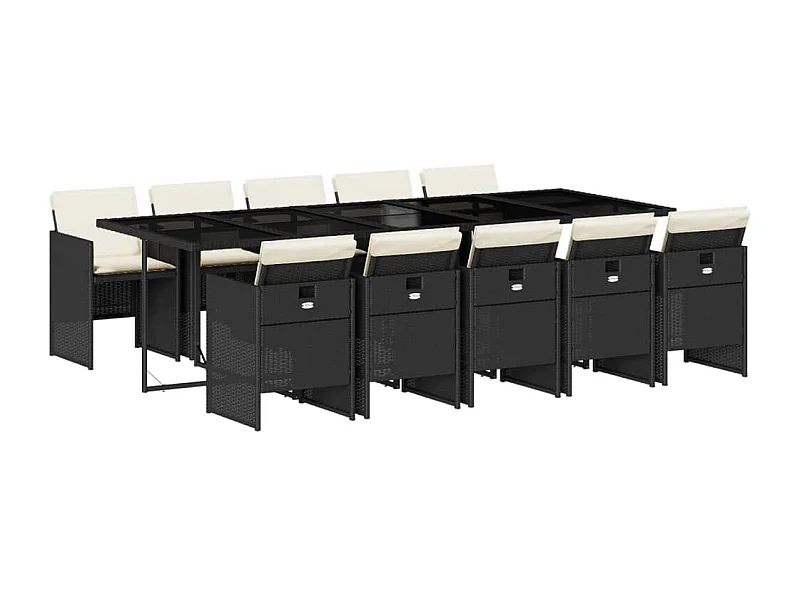 Jesse  11-delige Tuinset met kussens poly rattan zwart